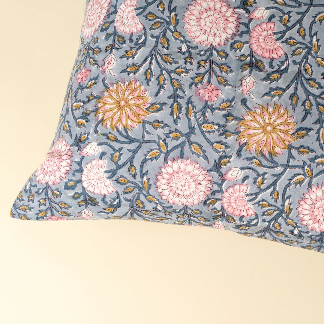 Block Print Pillow, Blue Pillow - 20" x 20"