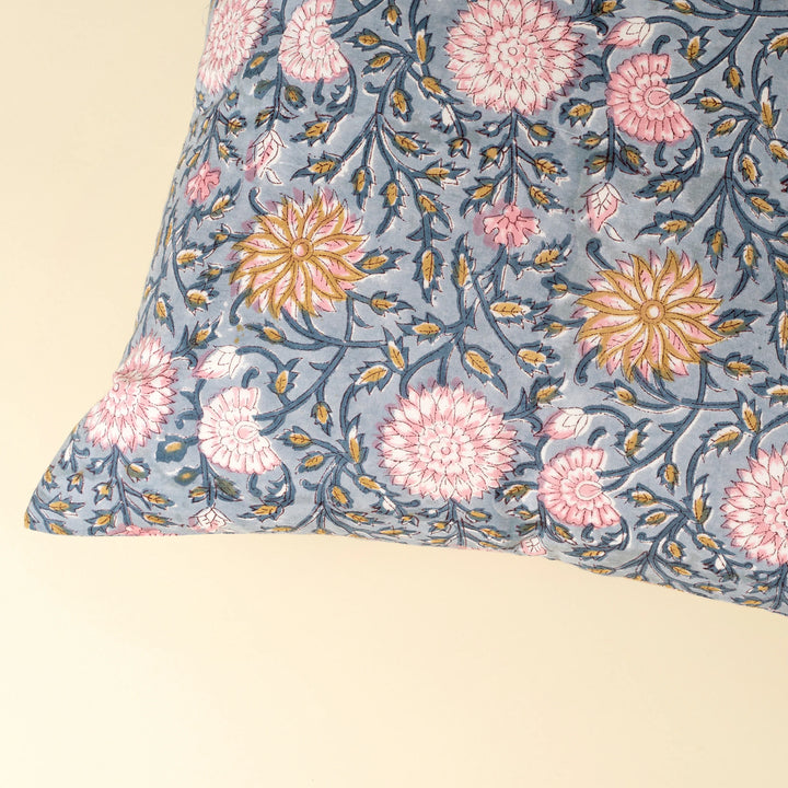 Block Print Pillow, Blue Pillow - 20" x 20"