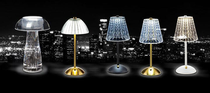 Crystal Shade LED Table Light - Gold