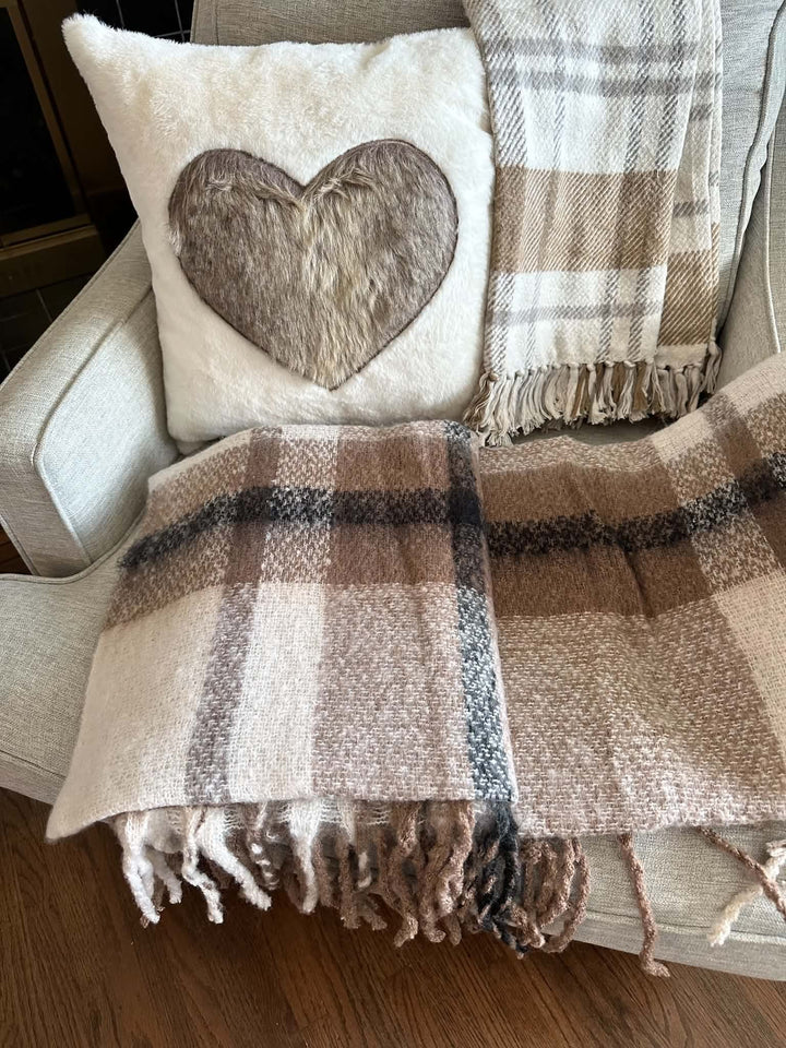 Faux Fur Heart Toss Cushion/Pillow - 17" X 17"