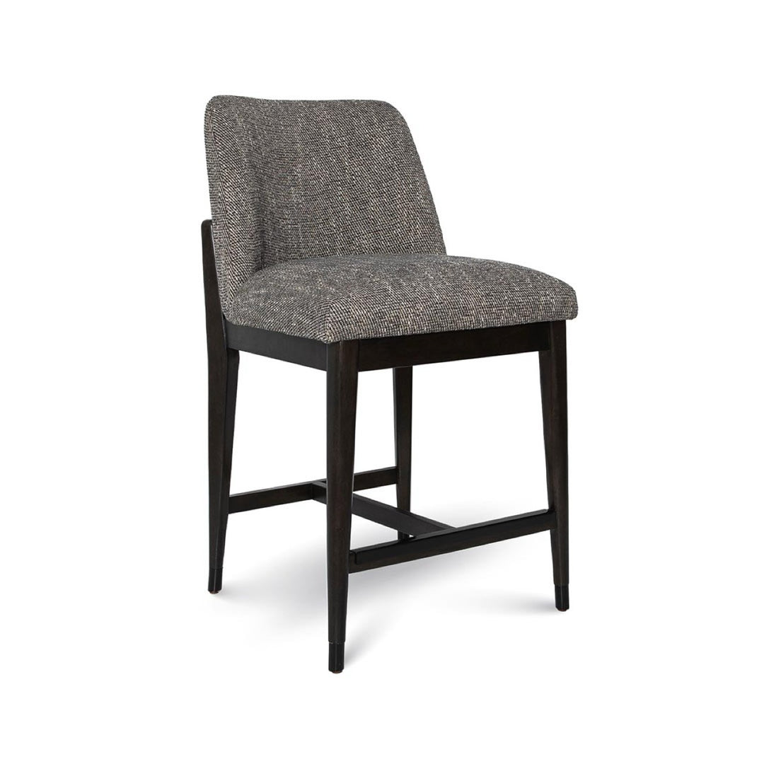 Fawcett Counter Stool - Pepper Fabric With Black Wood