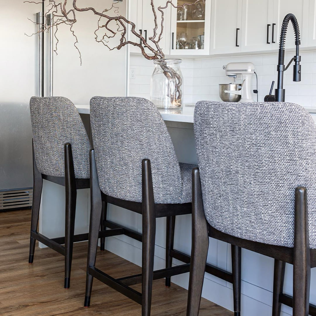 Fawcett Counter Stool - Pepper Fabric With Black Wood