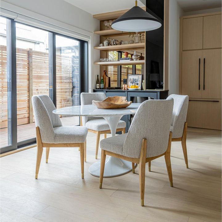 Fawcett Dining Chair - Taupe Boucle With Salted Oak Frame