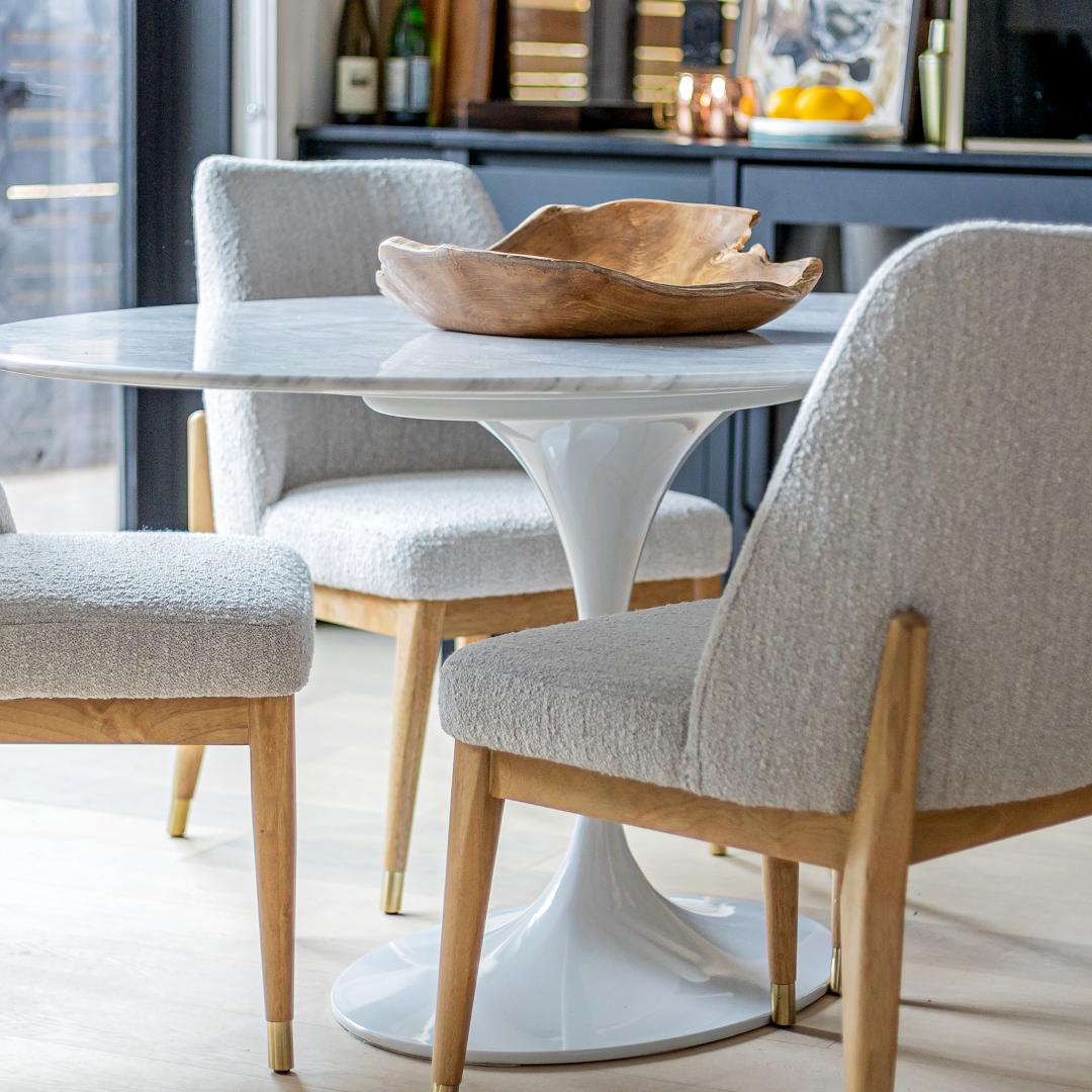 Fawcett Dining Chair - Taupe Boucle With Salted Oak Frame