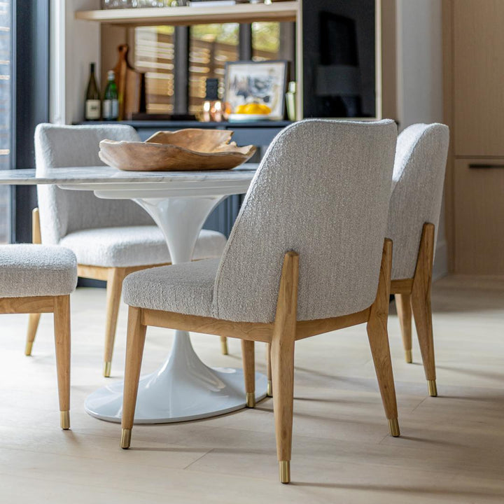 Fawcett Dining Chair - Taupe Boucle With Salted Oak Frame