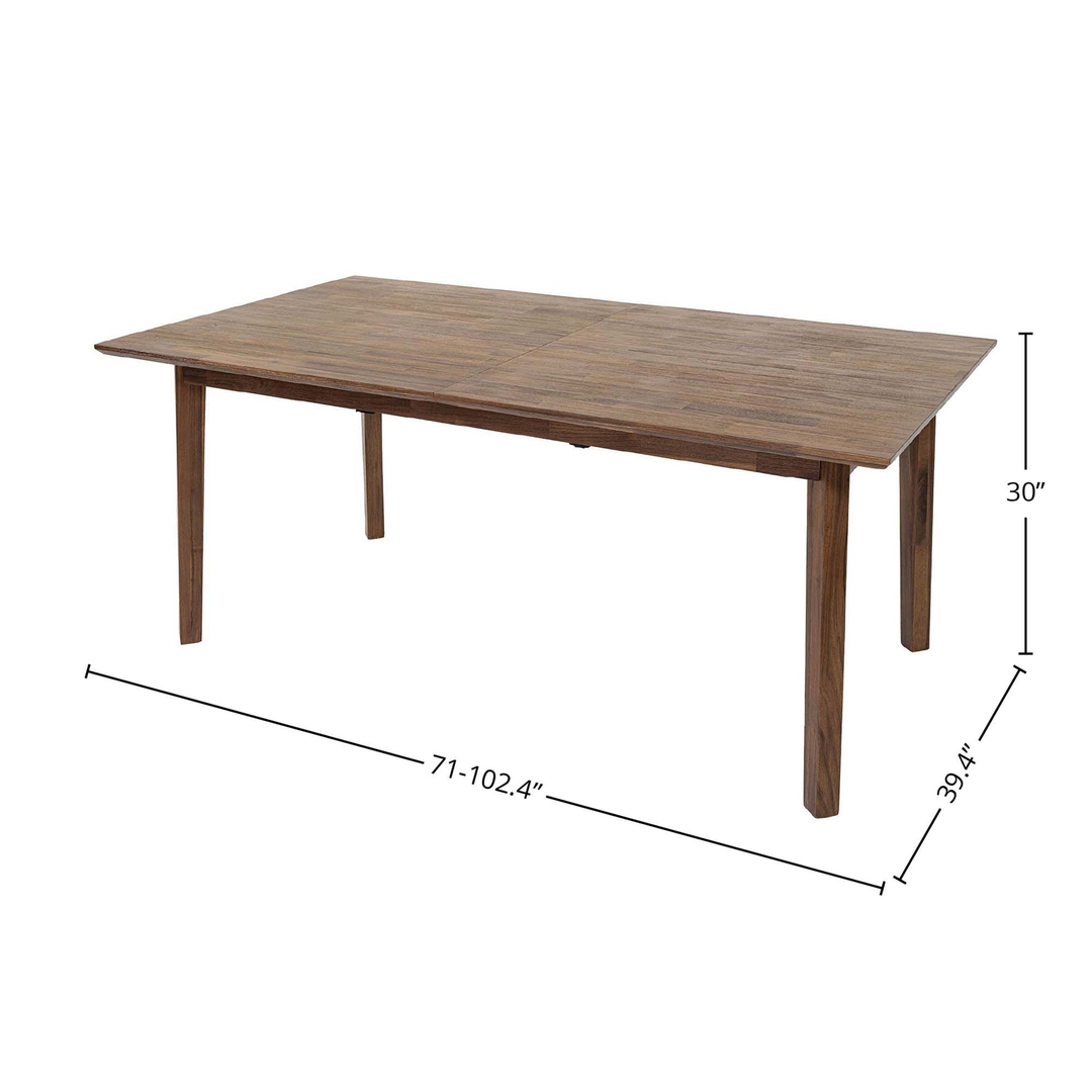 Gia Extension Dining Table 71"L (102.4"L With 2 leaves) - Warm Pecan