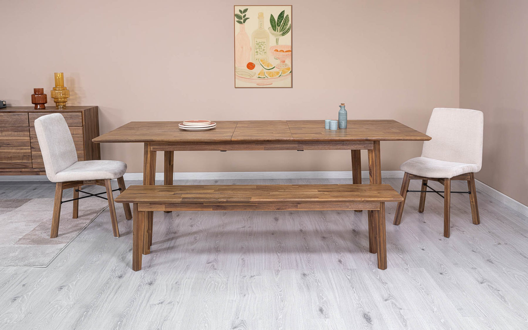 Gia Extension Dining Table 71"L (102.4"L With 2 leaves) - Warm Pecan