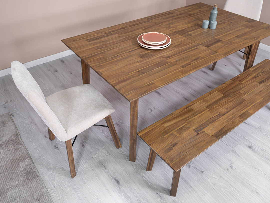 Gia Extension Dining Table 71"L (102.4"L With 2 leaves) - Warm Pecan