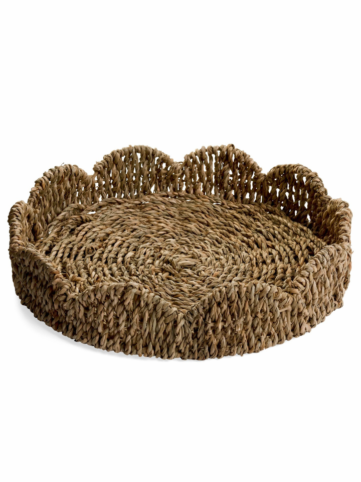 Round Scallop Edge Seagrass Tray - 12" Diameter