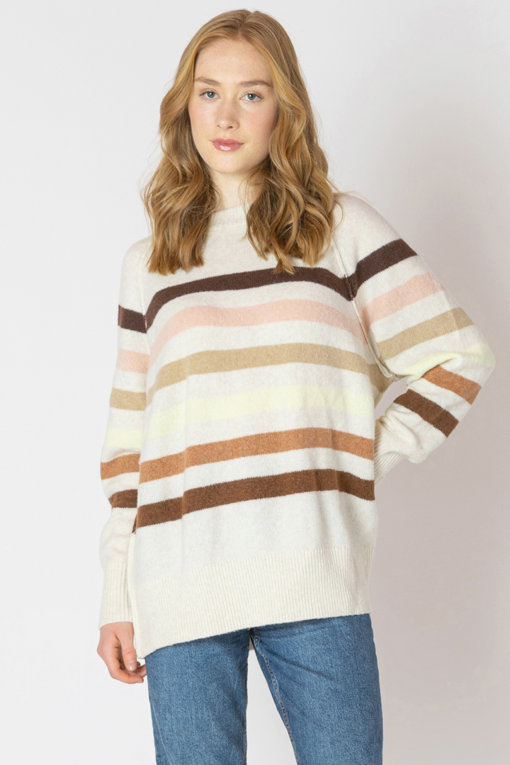 Dex Oversized Striped Sweater - Neutral