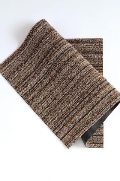 Chilewich Mushroom Skinny Stripe Shag Indoor, Outdoor Mat