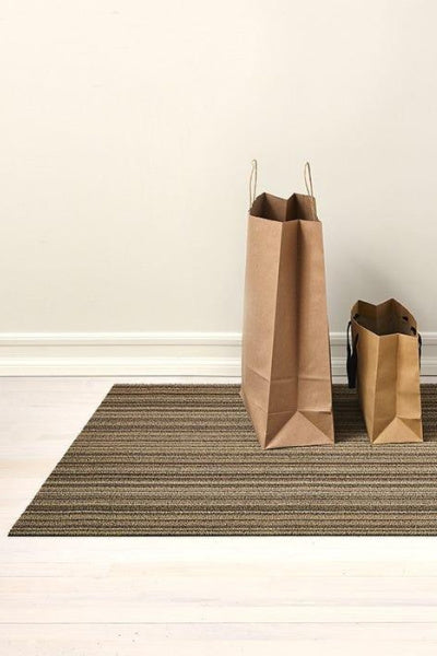 Chilewich Mushroom Skinny Stripe Shag Indoor, Outdoor Mat