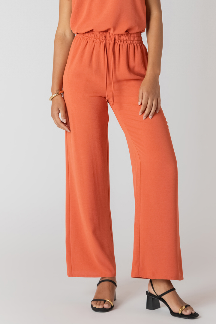 Room 34 High Waist Wide Leg Pants - Orange