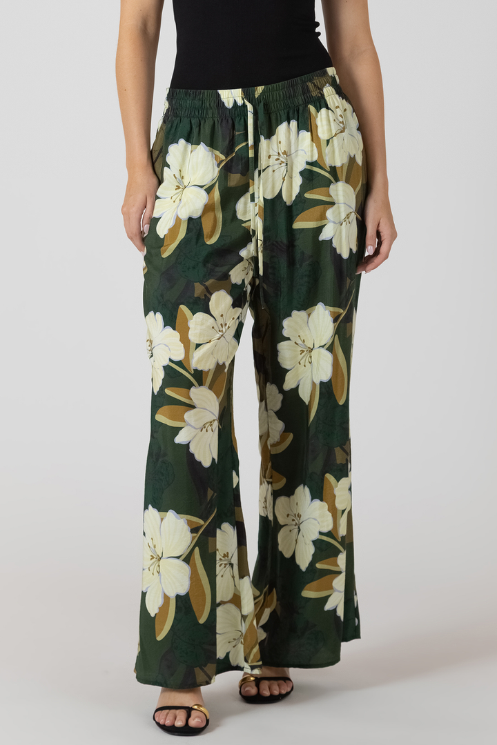 Dex Wide Flowy Pants - Palm Blossom