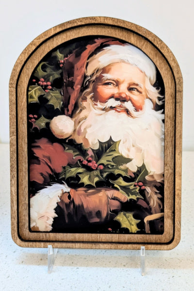 Arched Top Art - Vintage Santa