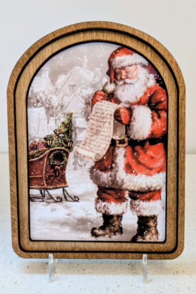 Arched Top Art - Santa with his List