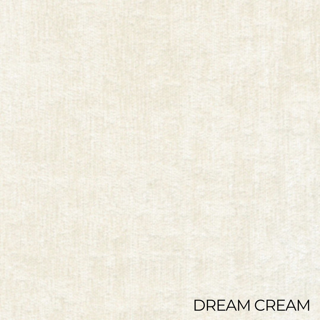 Textured cream fabric swatch with &