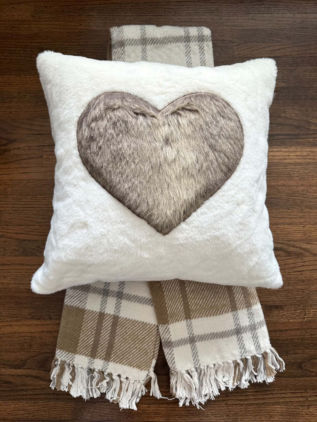 Checkered Throw With Fringes, Brown &amp; Beige - 50"L X 60"W