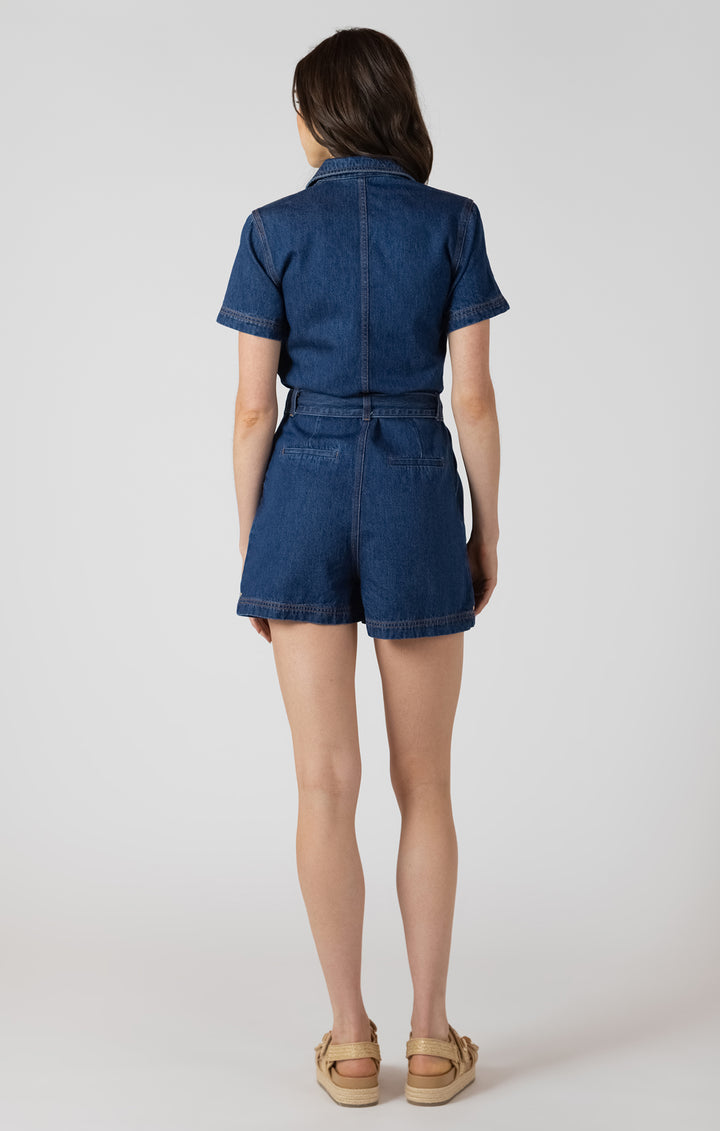 Dex Belted Utility Romper - Indigo