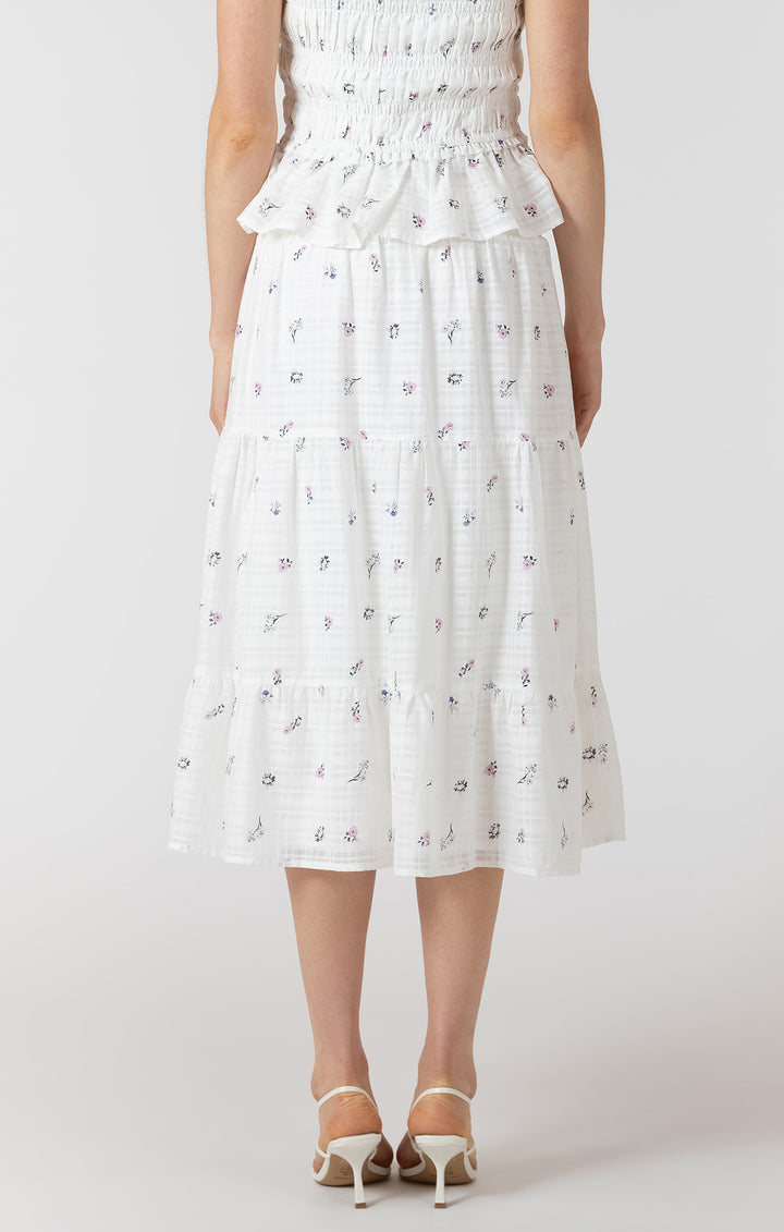 Dex Smocked Waist Midi Skirt - Dainty Roses