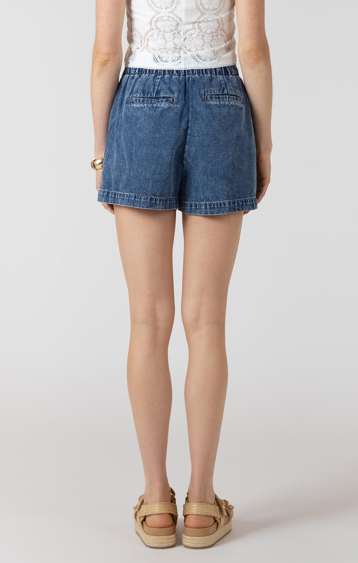 Dex Drawstring Denim Shorts - Medium Blue