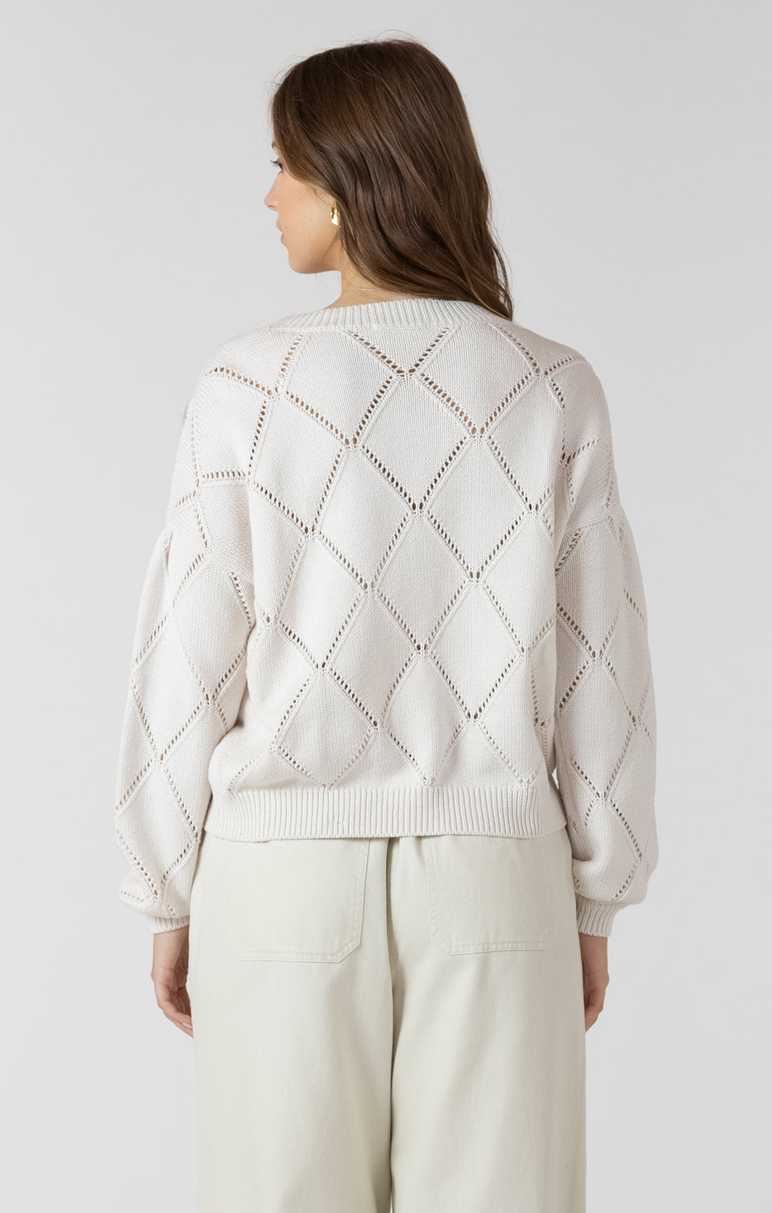 Dex Embroidered Pointelle Cardigan - Natural Florals