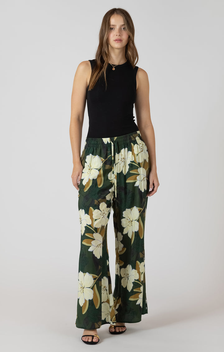 Dex Wide Flowy Pants - Palm Blossom