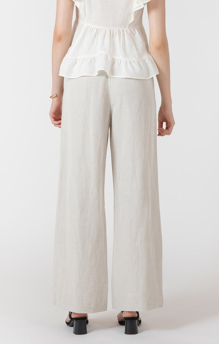 Dex Elastic Waist Linen Pants - Natural