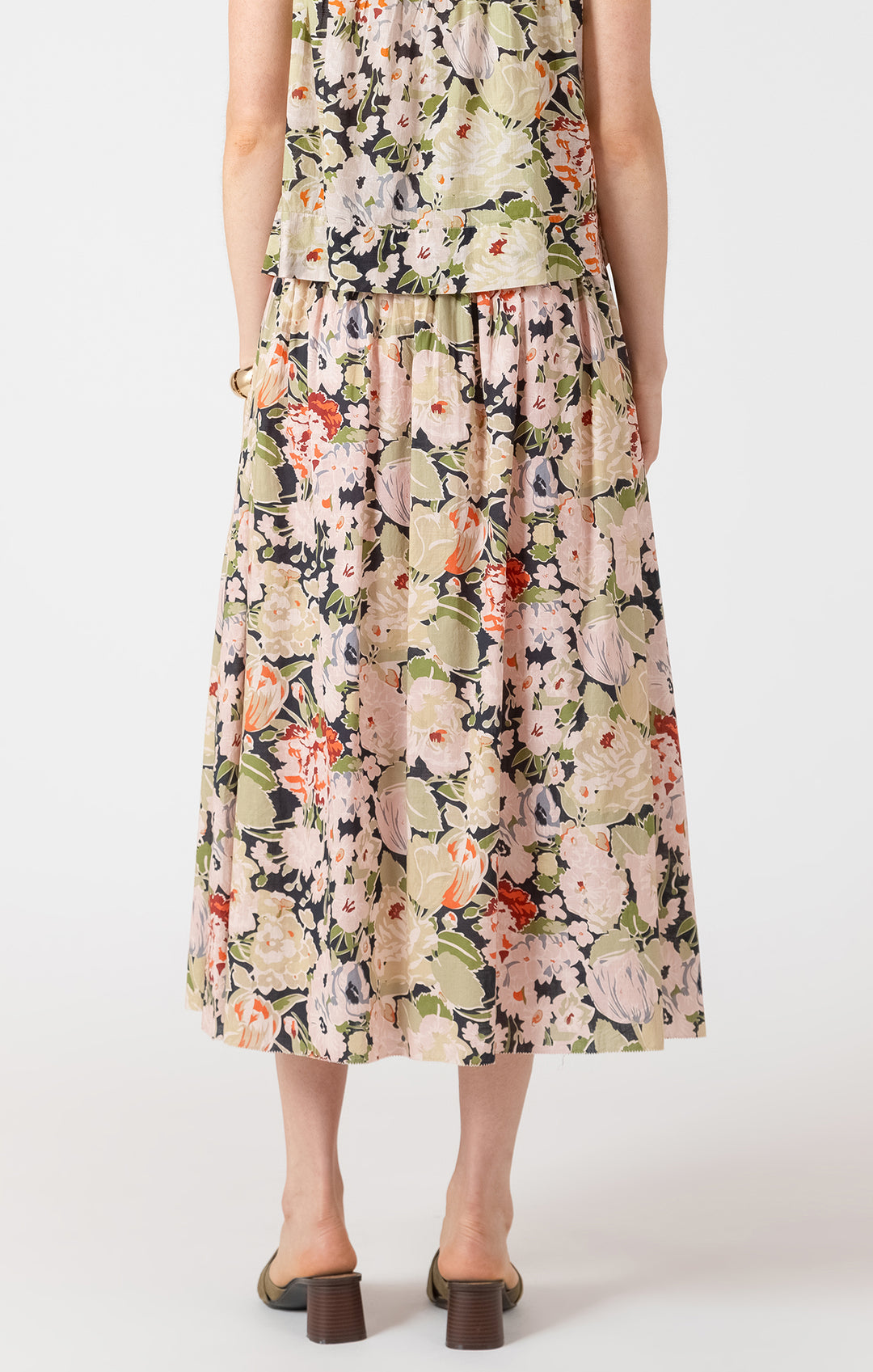 Dex Smocked Waist Midi Skirt - Vintage Rose