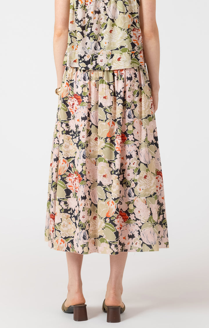 Dex Smocked Waist Midi Skirt - Vintage Rose