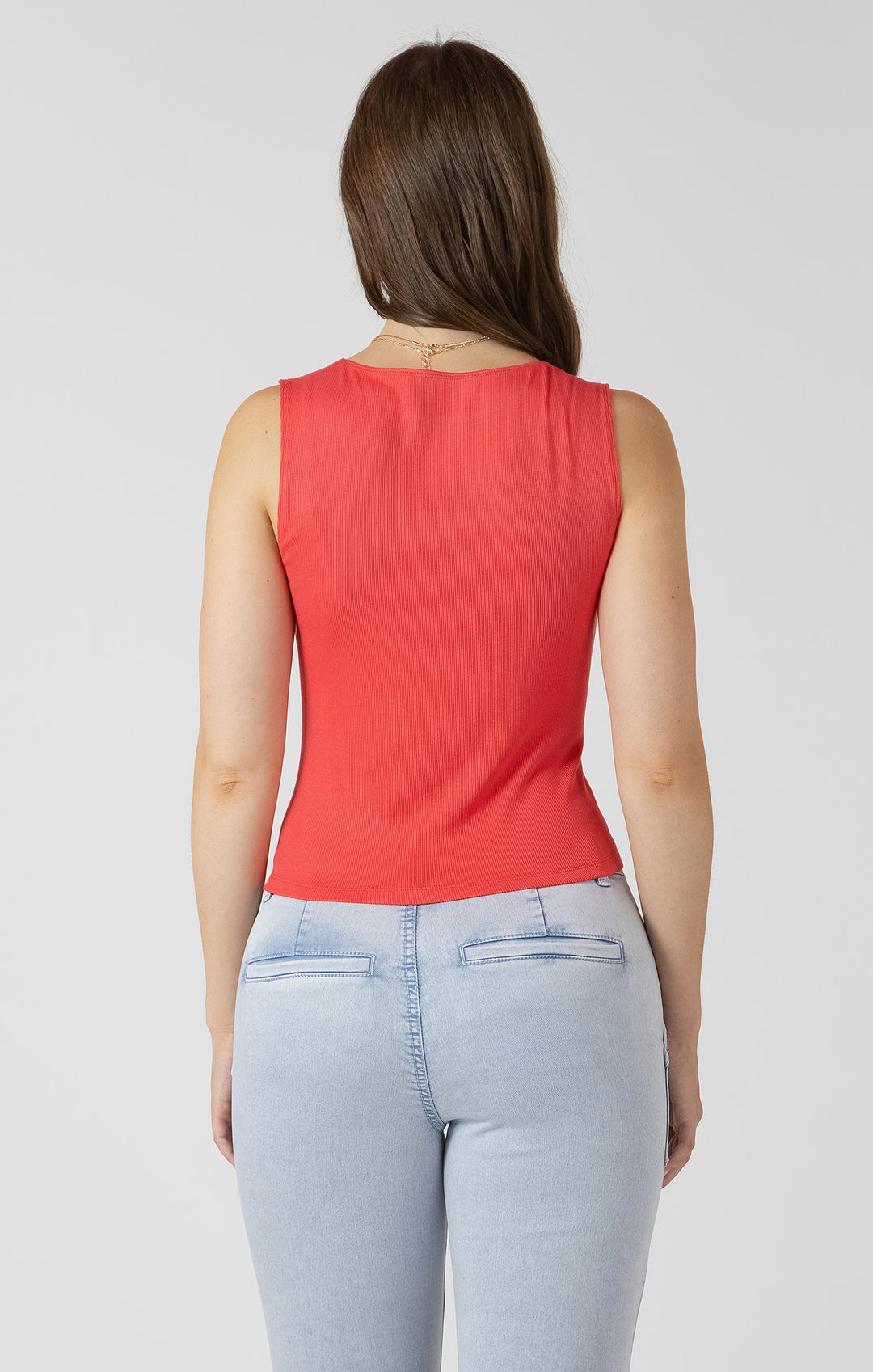 Dex Asymmetrical Button Detail Tank Top - Raspberry Punch