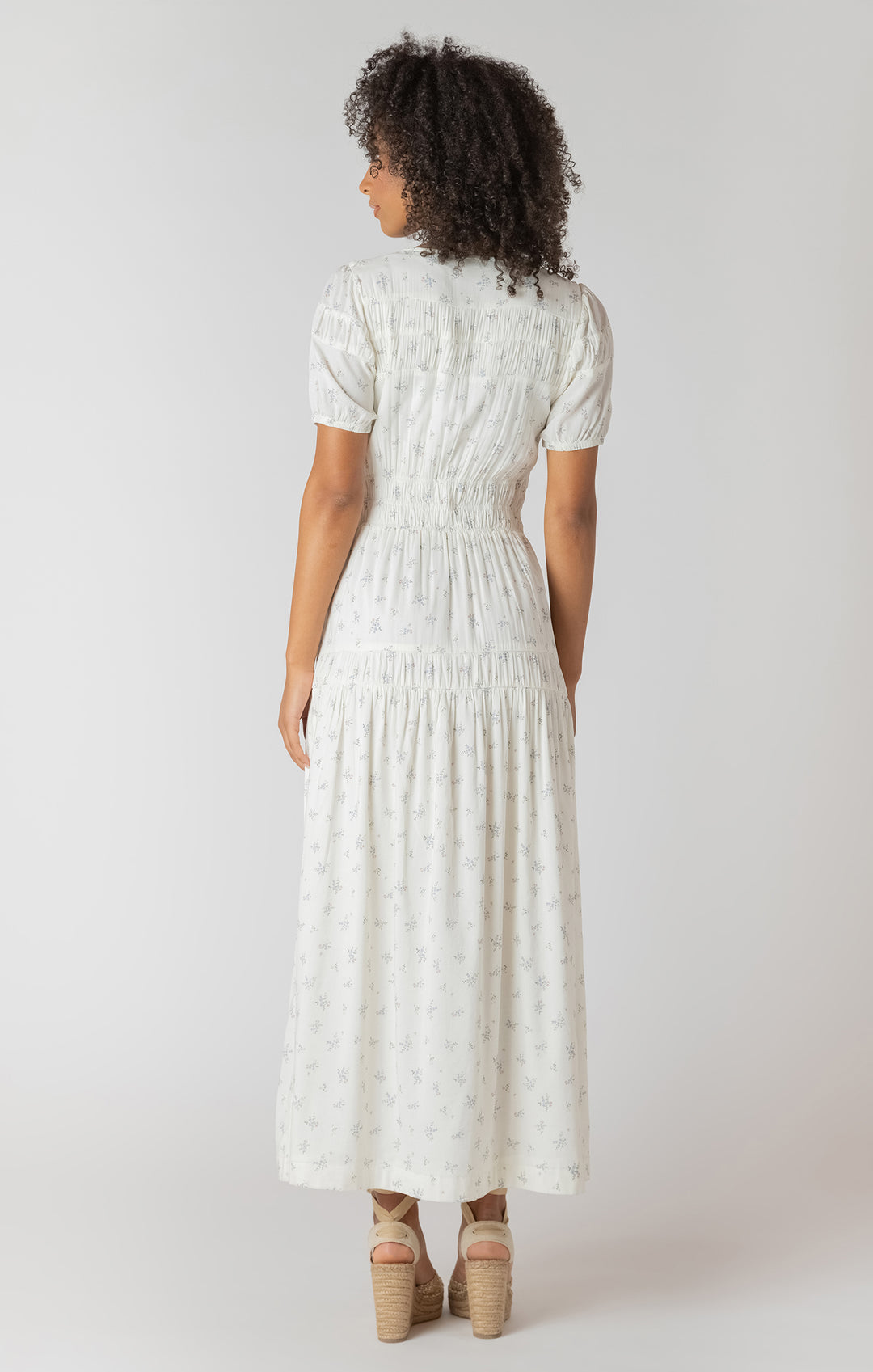 Room 34 Button Smocked Dress - Delicate Floral