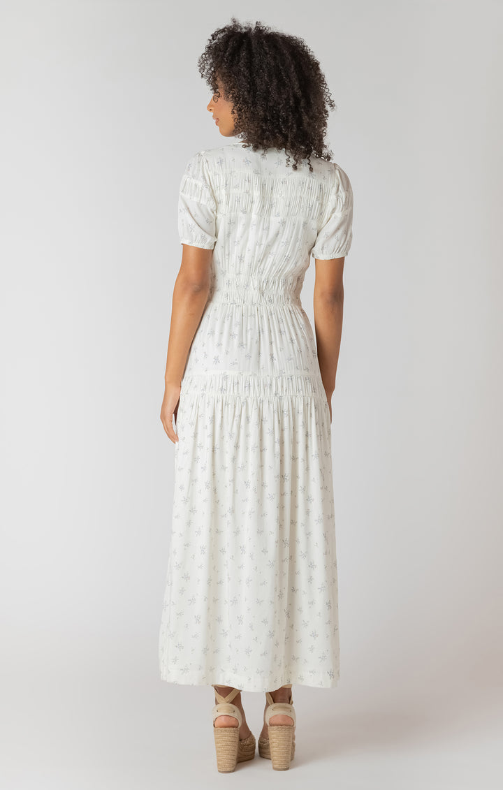 Room 34 Button Smocked Dress - Delicate Floral
