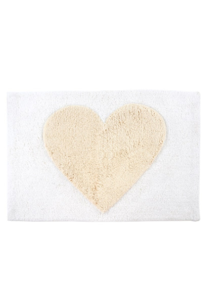 Natural and White Heart Bathmat