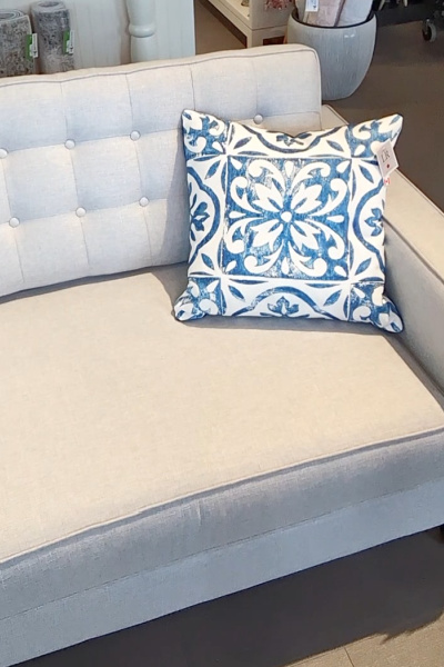 Large Blue Tile Pillow - 20 x 20