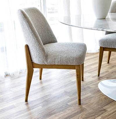 Fawcett Dining Chair - Salted Oak base, Taupe Boucle