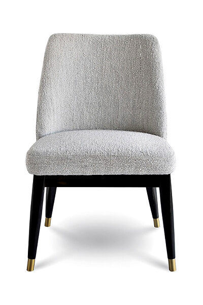 Fawcett Dining Chair - Black Base, Taupe Boucle