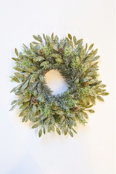 Glittered Laurel with Pine Cones Wreath