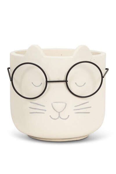 Cat Planter with Glasses - 4.5"H