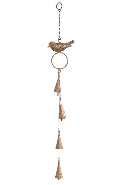 Hanging Bells with Bird on Chain